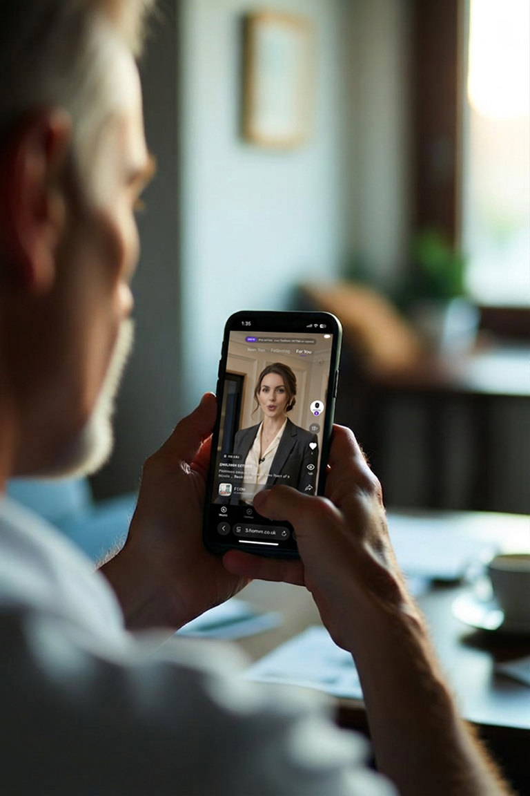 A landlord watching an agent's video walkthrough on their phone